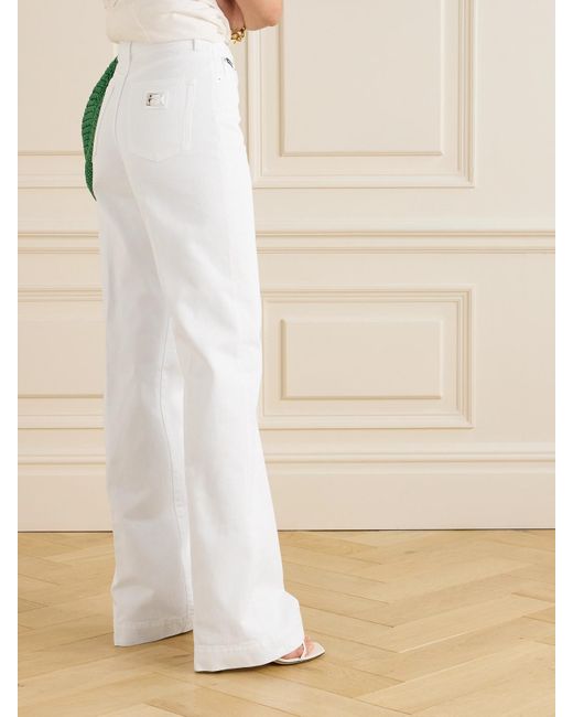 Dolce & Gabbana White Cotton-Twill Flared Pants
