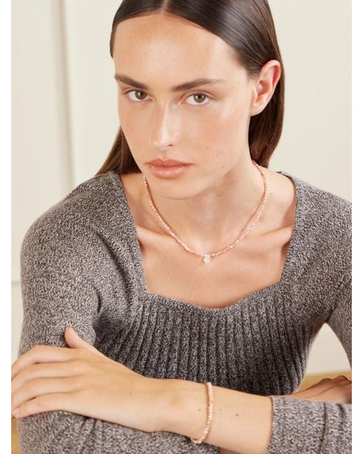 JIA JIA Natural Raindrop 14-Karat, Rhodochrosite And Moonstone Necklace