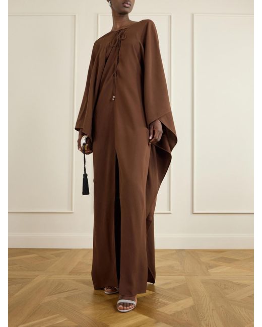 Taller Marmo Brown Sahara Lace-Up Cady Gown