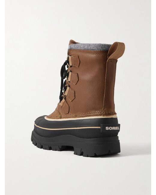 Sorel Brown Caribou Horizon Fleece-Trimmed Gore-Tex Ankle Boots