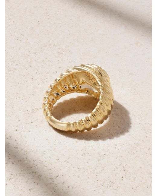Yvonne Léon Metallic Mini 9-Karat Diamond Signet Ring