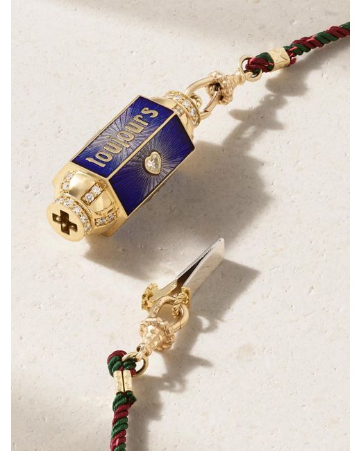 Marie Lichtenberg Natural Amour Toujours Locket Kette Mit Emaille, Diamanten, Perlen Und Details Aus 18 Karat