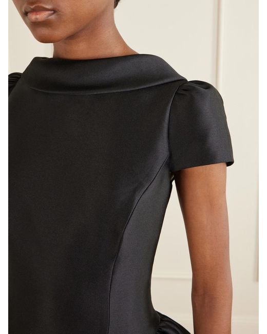 Self-Portrait Black Gathered Taffeta Mini Dress