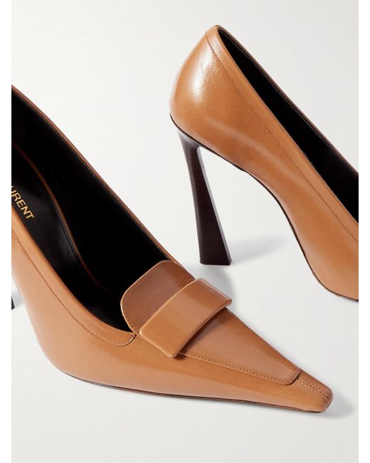 Saint Laurent White D'Orsay Glossed-Leather Pumps