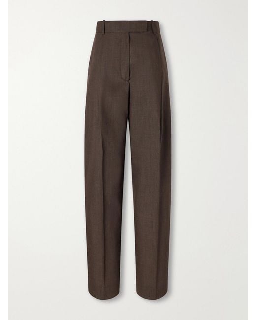 Rohe Brown Daria Pleated Virgin Wool Straight-Leg Pants