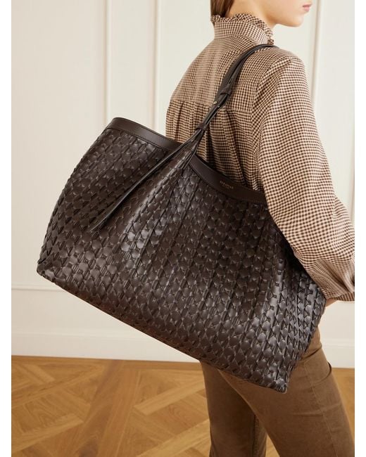 Serapian Brown Secret Mosaico Leather Tote