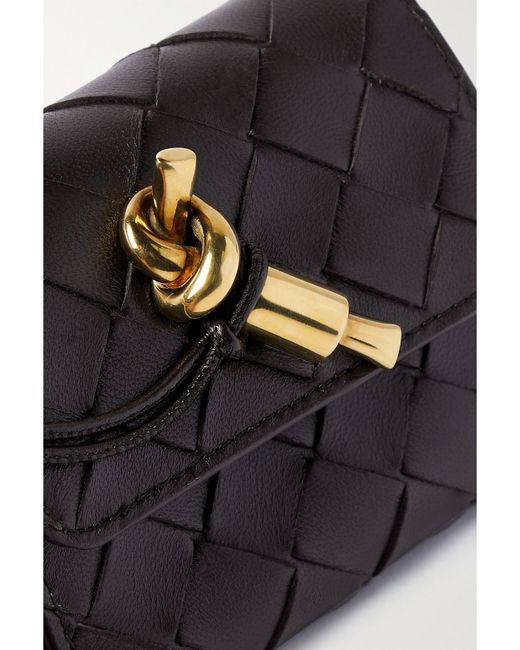 Bottega Veneta Black Andiamo Embellished Intrecciato Leather Cardholder