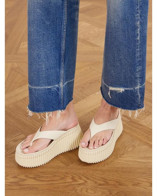 Chloé Natural Nama Leather Platform Flip Flops