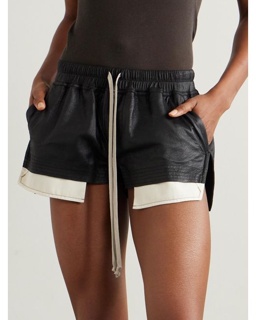 Rick Owens Black Fog Leather Shorts