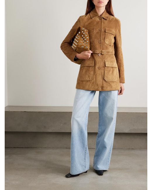 Veste En Daim À Ceinture Romana Nour Hammour en coloris Brown
