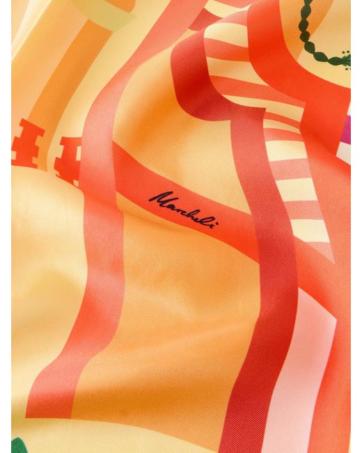 Christiano Marchelli Green Giulia Printed Silk-Twill Scarf