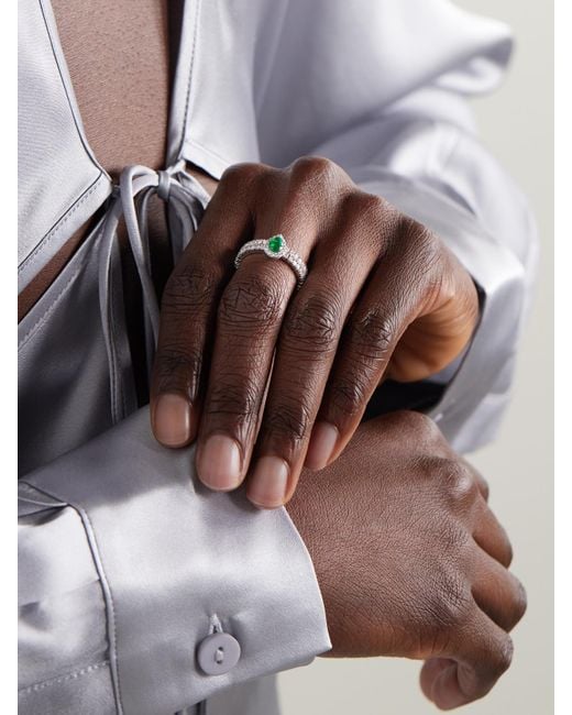 AMRAPALI LONDON Green Ring Aus 18 Karat Weißgold Mit Diamanten Und Smaragd