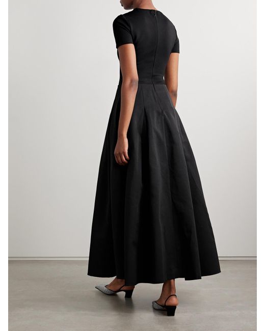 Staud Black Hopper Stretch-Jersey And Pleated Faille Maxi Dress
