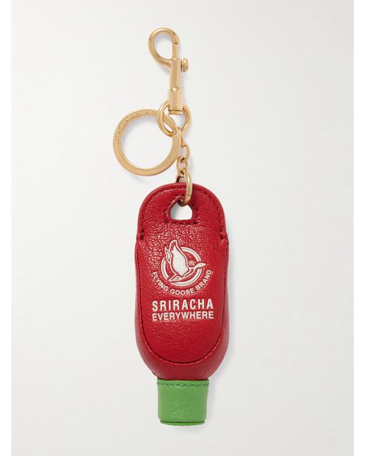 Anya Hindmarch Red Sriracha Printed Leather And-Tone Bag Charm