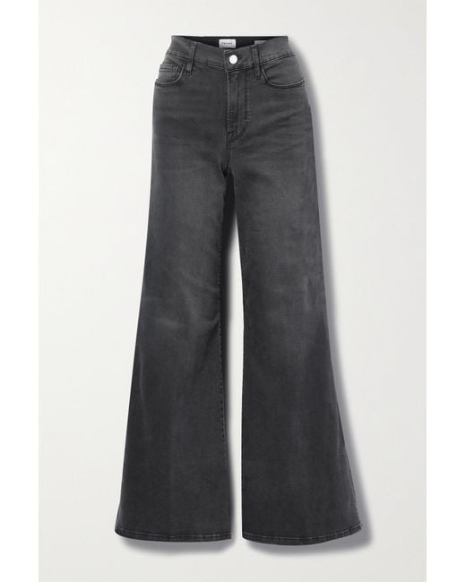 FRAME Denim Le Palazzo High-rise Wide-leg Jeans in Gray | Lyst