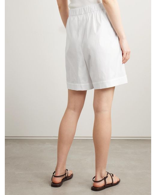 Short En Popeline De Coton Mélangé À Plis Sultano Max Mara en coloris White