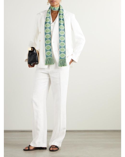 Polo Ralph Lauren White Double-Breasted Linen Blazer