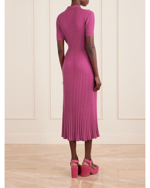 Gabriela Hearst Pink Amor Ribbed Cashmere And Silk-Blend Midi Dress