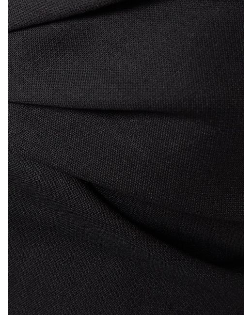 Carolina Herrera Black Strapless Ruched Wool-Blend Midi Dress