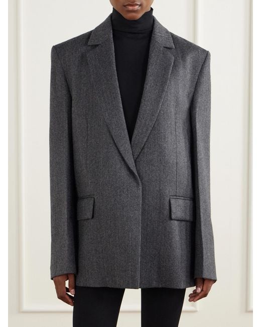 Totême  Black Herringbone Wool Blazer