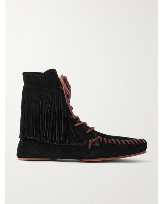 Paris Texas Black Indiana Fringed Suede Ankle Boots