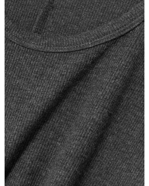 ÉTERNE Black Long Sleeved Crew Neck Ribbed Stretch-Jersey Maxi Dress