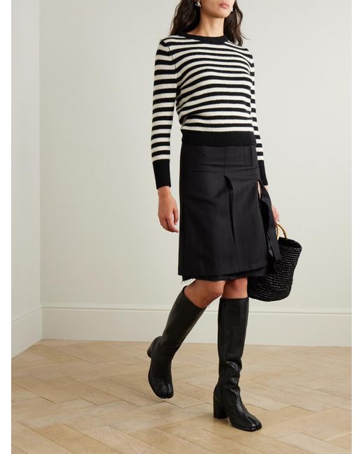 Suzie Kondi Black Sarra Striped Cashmere Sweater