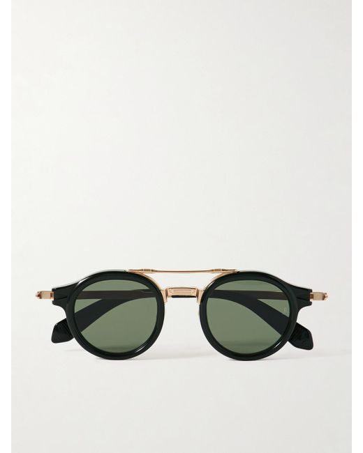 Jacques Marie Mage Green Delage Round-Frame-Tone And Acetate Sunglasses