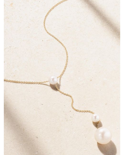 Sophie Bille Brahe Natural Trois Moon Kette Aus Recyceltem 14 Karat Mit Perlen