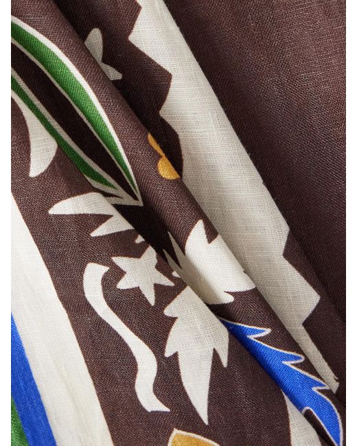 ALÉMAIS White Printed Linen Wide-Leg Pants