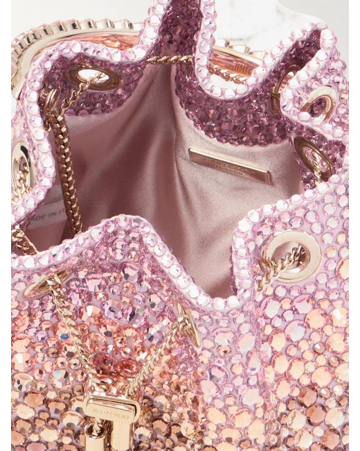Jimmy Choo Pink Bon Bon Beuteltasche Aus Satin Mit Kristallen