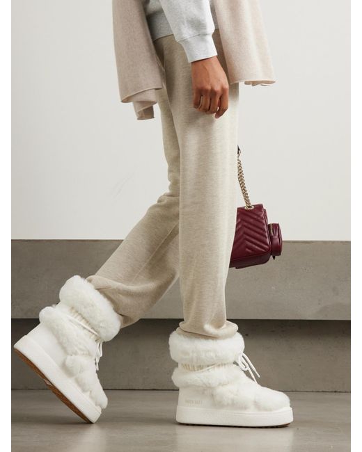 Moon Boot White Ltrack Monaco Faux Fur-Trimmed Shell And Faux Leather Snow Boots