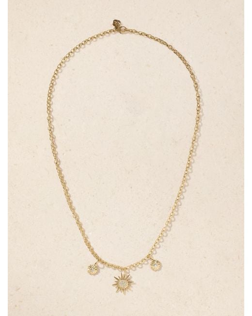 Sydney Evan Natural Sunburst 14-Karat Diamond Necklace