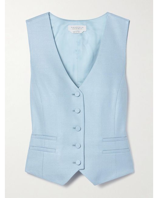 Gabriela Hearst Blue Coleridge Wool, Silk And Linen-Blend Vest