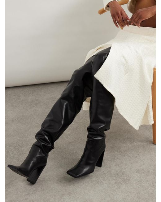Alaïa Black 90 Leather Over-The-Knee Boots