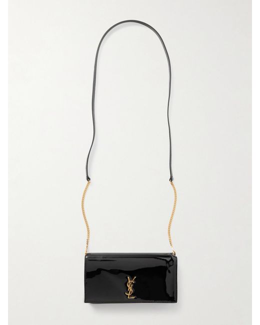 Saint Laurent White Cassandre Strap Smartphone-Hülle Aus Lackleder