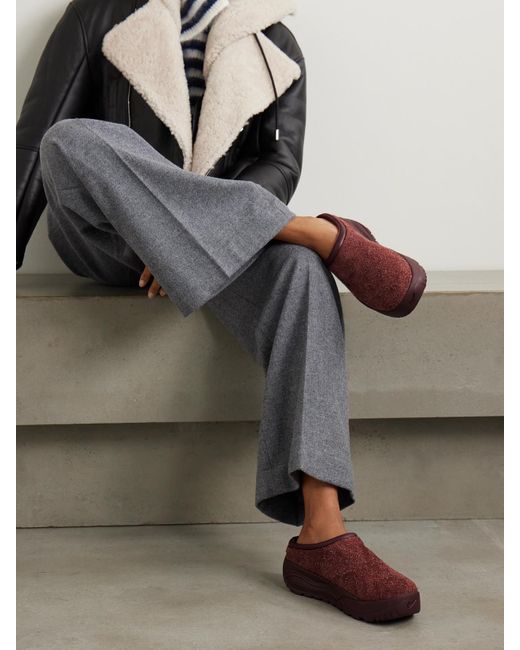 Nike Red Acg Rufus Leather-Trimmed Suede Slip-On Sneakers