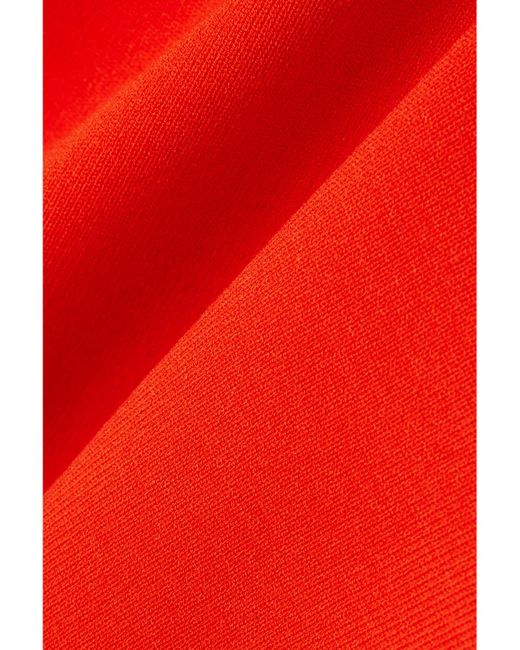 A.W.A.K.E. MODE Red Asymmetric Cutout Stretch-Knit Turtleneck Dress