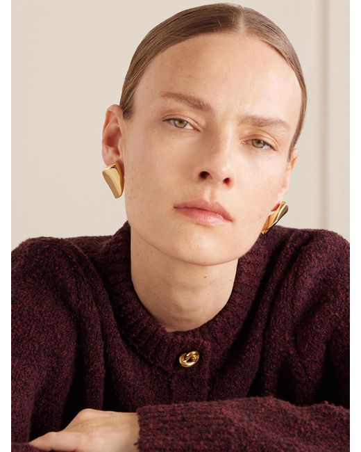 Bottega Veneta White Prisma-Plated Sterling Earrings
