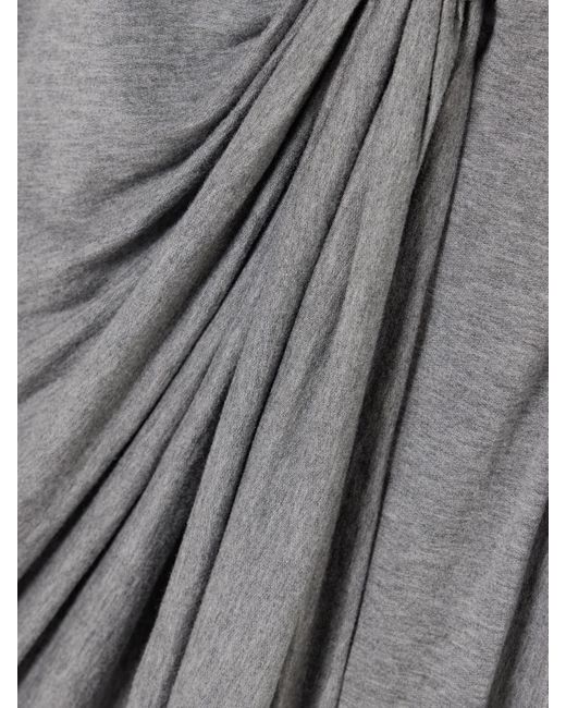 Loewe Gray Asymmetric Knotted Jersey Midi Dress