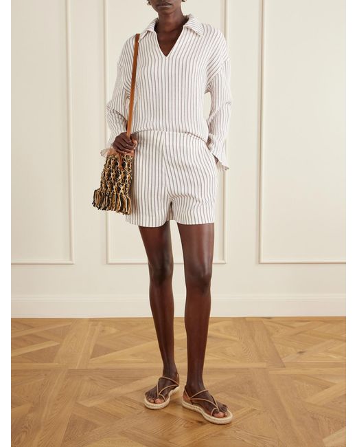 TOVE White Felix Striped-Printed Woven Shorts