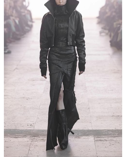 Veste Raccourcie En Cuir Rembourré Rick Owens en coloris Black