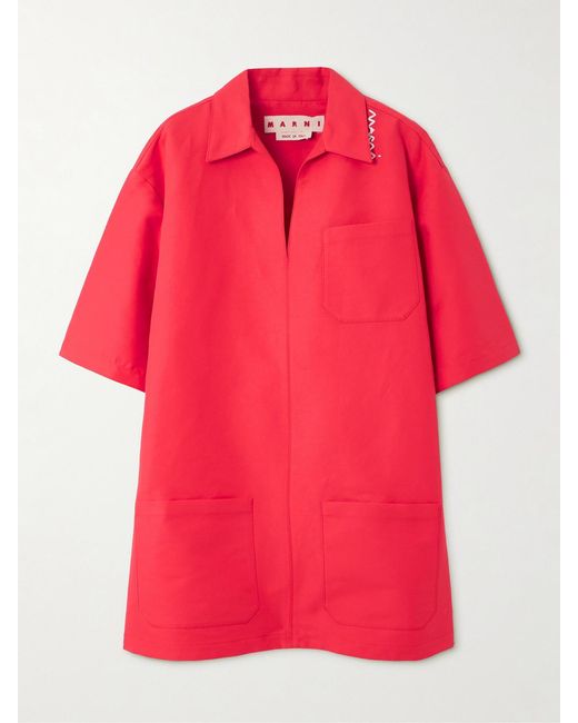 Marni Oversized Embroidered Cotton Mini Dress
