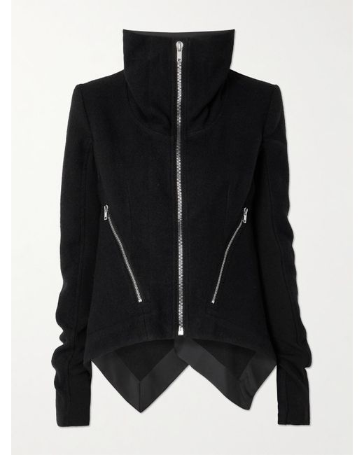 Veste À Col Montant En Laine Bouillie À Finitions En Satin Giacca Rick Owens en coloris Black