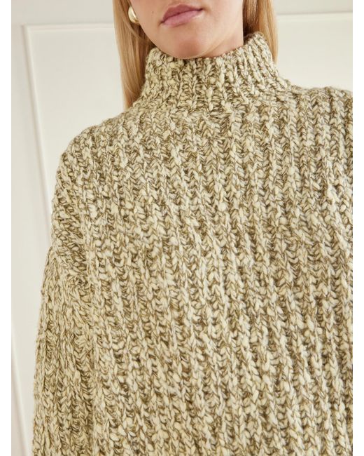 Ulla Johnson Natural Albie Ribbed-Knit Turtleneck Sweater