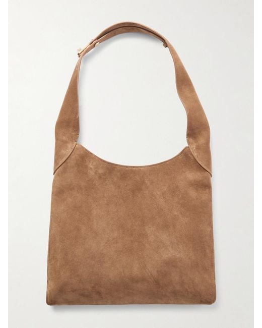 Gabriela Hearst Brown Kleine Schultertasche Aus Veloursleder