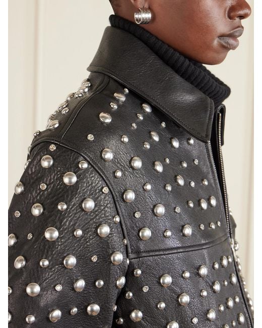 Nour Hammour Black Studded Leather Jacket