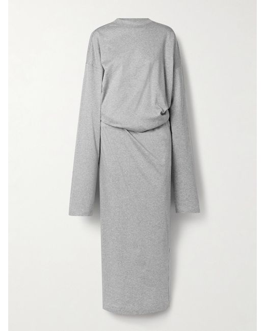 Marie Adam-Leenaerdt Gray Spiral Cotton-Jersey Wrap Midi Dress