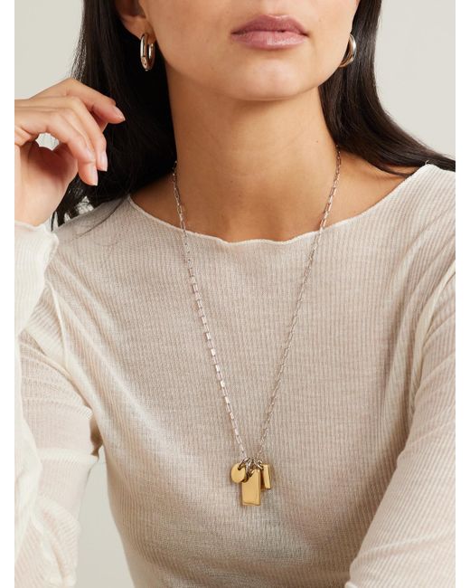 Laura Lombardi White Carta Rhodium- And-Plated Necklace