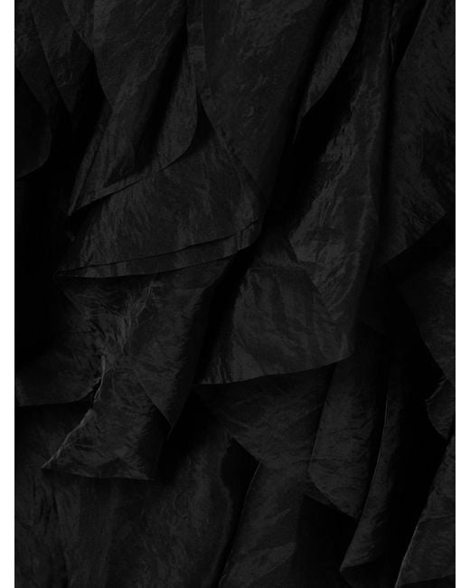 Aje. Black Elations Ribbed-Knit And Ruffled Organza Maxi Dress